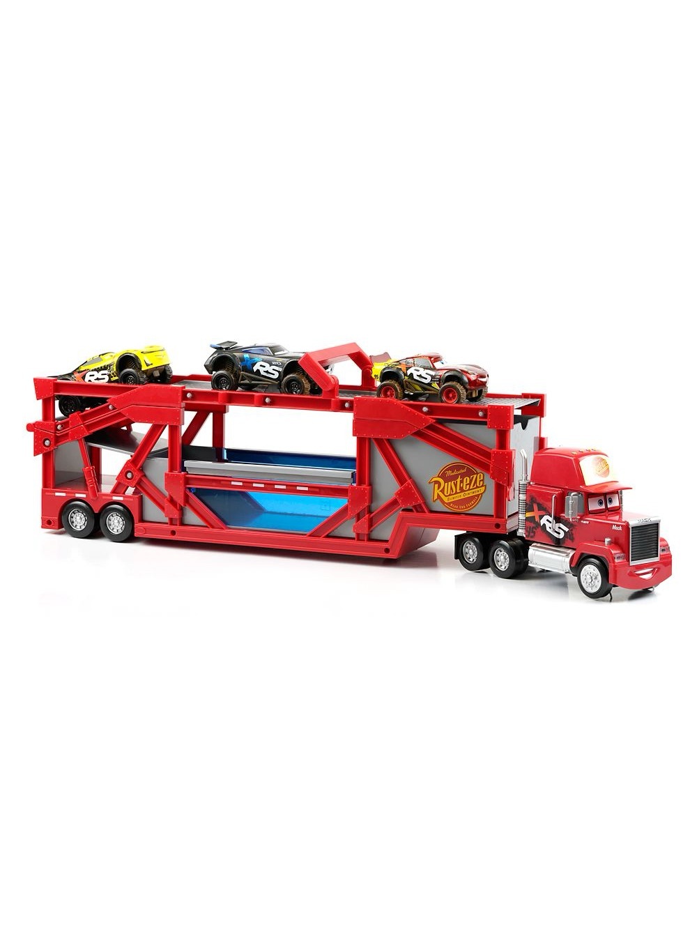 Disney Pixar Cars - Mack Carrier and Mud wash with 4 pull back cars collectibles